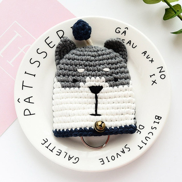 Husky Love Knitted Coin Purse and Keychain-Accessories-Accessories, Bags, Dogs, Keychain, Siberian Husky-Husky-1