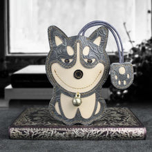 Load image into Gallery viewer, Husky Love Large Genuine Leather Keychains-Accessories-Accessories, Dogs, Keychain, Siberian Husky-Gray - Engraved Leather-11