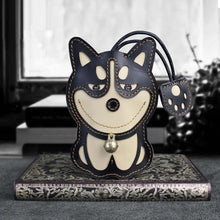 Load image into Gallery viewer, Husky Love Large Genuine Leather Keychains-Accessories-Accessories, Dogs, Keychain, Siberian Husky-Black - Polished Leather-12