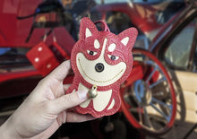 Load image into Gallery viewer, Husky Love Large Genuine Leather Keychains-Accessories-Accessories, Dogs, Keychain, Siberian Husky-Pink - Engraved Leather-2