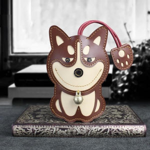 Husky Love Large Genuine Leather Keychains-Accessories-Accessories, Dogs, Keychain, Siberian Husky-Light Brown - Polish Leather-9