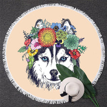 Load image into Gallery viewer, Husky Love Round Beach Towel-Home Decor-Dogs, Home Decor, Siberian Husky, Towel-10