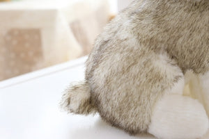Tail image of a super cute stuffed Husky plush toy