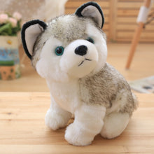 Load image into Gallery viewer, Image of a super cute Husky plush toy stuffed animal sitting on a wooden table