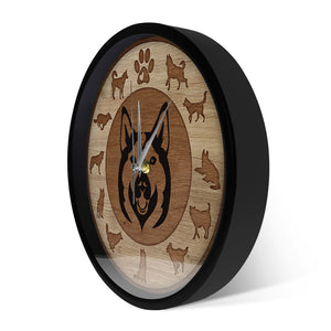 Husky Love Wooden Texture Wall Clock-Home Decor-Dogs, Home Decor, Siberian Husky, Wall Clock-10