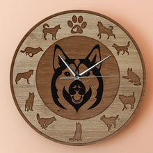 Load image into Gallery viewer, Husky Love Wooden Texture Wall Clock-Home Decor-Dogs, Home Decor, Siberian Husky, Wall Clock-13