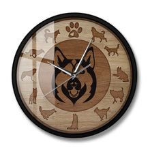 Load image into Gallery viewer, Husky Love Wooden Texture Wall Clock-Home Decor-Dogs, Home Decor, Siberian Husky, Wall Clock-Metal Frame-9