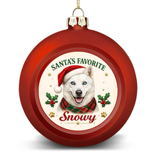 Load image into Gallery viewer, Husky Ornament - Classic Red Round Shape - Santa's Favourite Design - Personalized with Name-Christmas Ornament-Christmas,Personalize Artwork,Siberian Husky-4