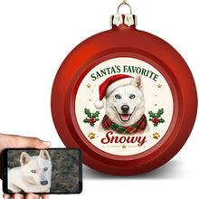 Load image into Gallery viewer, Husky Ornament - Classic Red Round Shape - Santa's Favourite Design - Personalized with Name-Christmas Ornament-Christmas,Personalize Artwork,Siberian Husky-1