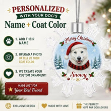Load image into Gallery viewer, Husky Ornament - Personalized Snowflake Shaped Christmas Snow Globe Design - with Name-Christmas Ornament-Christmas,Personalize Artwork,Siberian Husky-2