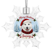 Load image into Gallery viewer, Husky Ornament - Personalized Snowflake Shaped Christmas Snow Globe Design - with Name-Christmas Ornament-Christmas,Personalize Artwork,Siberian Husky-4