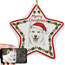 Load image into Gallery viewer, Husky Ornament - Personalized Star Shaped Christmas Folk-Art Design-Christmas Ornament-Christmas,Personalize Artwork,Siberian Husky-1