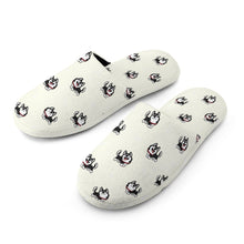 Load image into Gallery viewer, Husky Slippers for Women - Cheerful Black and White Husky Love - Flannel-Accessories,Dog Mom Gifts,Siberian Husky,Slippers-10