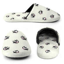 Load image into Gallery viewer, Husky Slippers for Women - Cheerful Black and White Husky Love - Flannel-Accessories,Dog Mom Gifts,Siberian Husky,Slippers-11