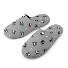 Load image into Gallery viewer, Husky Slippers for Women - Cheerful Black and White Husky Love - Flannel-Accessories,Dog Mom Gifts,Siberian Husky,Slippers-7