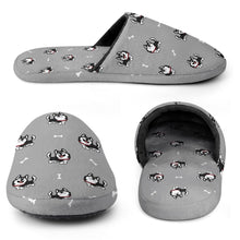 Load image into Gallery viewer, Husky Slippers for Women - Cheerful Black and White Husky Love - Flannel-Accessories,Dog Mom Gifts,Siberian Husky,Slippers-8