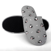 Load image into Gallery viewer, Husky Slippers for Women - Cheerful Black and White Husky Love - Flannel-Accessories,Dog Mom Gifts,Siberian Husky,Slippers-9