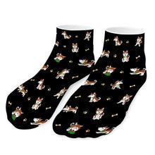 Load image into Gallery viewer, Husky Socks - Ankle Length - Playful Red Husky Adventures-Accessories-Accessories,Dog Dad Gifts,Siberian Husky,Socks-Black-One size-6