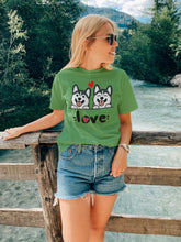 Load image into Gallery viewer, My Silver Husky My Biggest Love Women&#39;s Cotton T-Shirt - 4 Colors-Apparel-Apparel, Shirt, Siberian Husky, T Shirt-Green-S-3