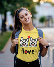 Load image into Gallery viewer, My Silver Husky My Biggest Love Women&#39;s Cotton T-Shirt - 4 Colors-Apparel-Apparel, Shirt, Siberian Husky, T Shirt-Yellow-S-2