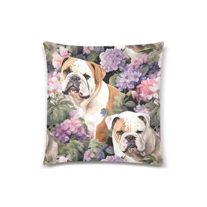 Hydrangea Haven English Bulldogs Throw Pillow Covers-Cushion Cover-English Bulldog, Home Decor, Pillows-2