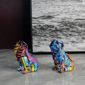 Hydro Dip Art Color Splash English Bulldog Statues - Pair of 2-Home Decor-Dog Dad Gifts, Dog Mom Gifts, English Bulldog, Home Decor, Statue-1
