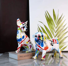 Load image into Gallery viewer, Hydro Dip Art Color Splash White Chihuahua Statues-18