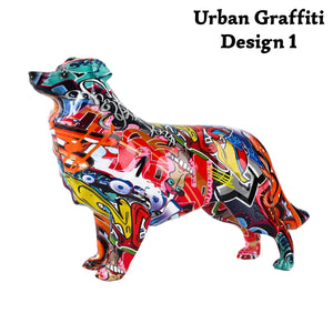 Hydro Dip Graffiti Art Border Collie Statues - 5 Colors-Home Decor-Border Collie, Dog Dad Gifts, Dog Mom Gifts, Home Decor, Statue-Urban Graffiti - Design 1-8