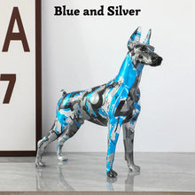 Load image into Gallery viewer, Hydro Dip Graffiti Art Doberman Statues - 7 Colors-Home Decor-Doberman, Dog Dad Gifts, Dog Mom Gifts, Home Decor, Statue-Blue and Silver-21