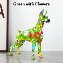 Load image into Gallery viewer, Hydro Dip Graffiti Art Doberman Statues - 7 Colors-Home Decor-Doberman, Dog Dad Gifts, Dog Mom Gifts, Home Decor, Statue-Green with Flowers-15