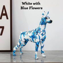 Load image into Gallery viewer, Hydro Dip Graffiti Art Doberman Statues - 7 Colors-Home Decor-Doberman, Dog Dad Gifts, Dog Mom Gifts, Home Decor, Statue-White with Blue Flowers-13