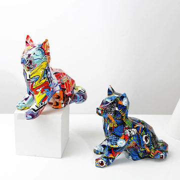 Hydro Dip Urban Graffiti Art Sitting Husky Statues 6 360x