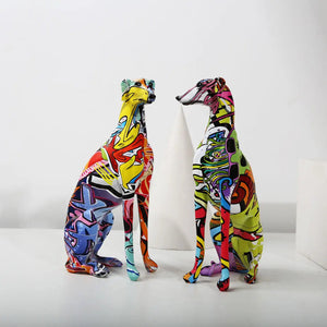 Hydro Drip Art Sitting Greyhound / Whippet Statues-Home Decor-Dog Dad Gifts, Dog Mom Gifts, Greyhound, Home Decor, Statue, Whippet-2