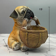 Load image into Gallery viewer, I Got it Fawn Pug Storage Basket Resin Statue-6