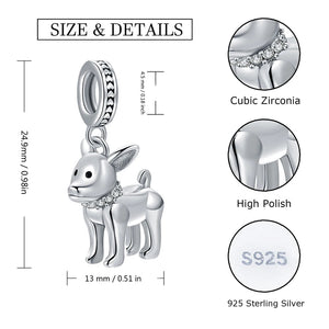 I Heart Chihuahua Silver Charm Pendant-Dog Themed Jewellery-Chihuahua, Jewellery, Pendant-P7146-3