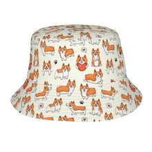Load image into Gallery viewer, I Heart Corgi Love Bucket Hat-Hats &amp; Caps-Ivory White-One Size-25