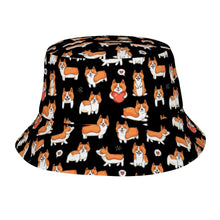 Load image into Gallery viewer, I Heart Corgi Love Bucket Hat-Hats &amp; Caps-Midnight Black-One Size-33