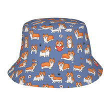 Load image into Gallery viewer, I Heart Corgi Love Bucket Hat-Hats &amp; Caps-Slate Blue-One Size-1
