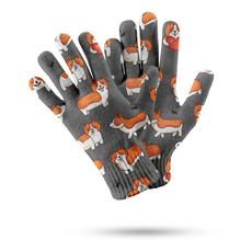 Load image into Gallery viewer, I Heart Corgi Love Touch Screen Gloves - 4 Colors-Accessories-Accessories, Corgi, Dog Dad Gifts, Dog Mom Gifts, Gloves-Gray-2