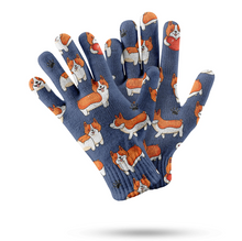 Load image into Gallery viewer, I Heart Corgi Love Touch Screen Gloves - 4 Colors-Accessories-Accessories, Corgi, Dog Dad Gifts, Dog Mom Gifts, Gloves-Navy-1