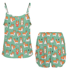 Load image into Gallery viewer, I Heart Corgi Love Women's Cami and Shorts Pajama Set-Apparel-Apparel,Corgi,Dog Mom Gifts,Pajamas-18
