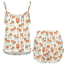 Load image into Gallery viewer, I Heart Corgi Love Women's Cami and Shorts Pajama Set-Apparel-Apparel,Corgi,Dog Mom Gifts,Pajamas-11