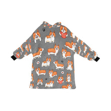 Load image into Gallery viewer, I Heart Corgis Love Blanket Hoodie for Women-Gray-ONE SIZE-10
