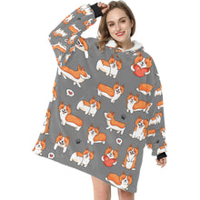 Load image into Gallery viewer, I Heart Corgis Love Blanket Hoodie for Women-13