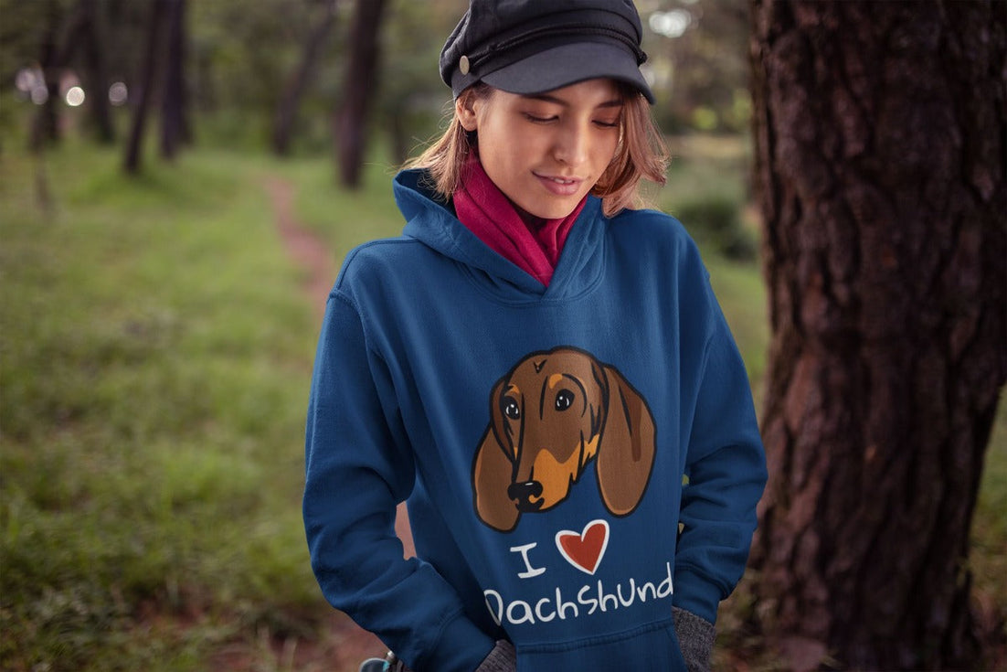 I Heart Dachshund Women's Cotton Fleece Hoodie Sweatshirt - 4 Colors-Apparel-Apparel, Dachshund, Hoodie, Sweatshirt-12