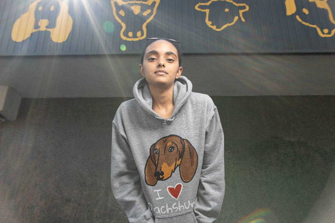 I Heart Dachshund Women's Cotton Fleece Hoodie Sweatshirt - 4 Colors-Apparel-Apparel, Dachshund, Hoodie, Sweatshirt-12