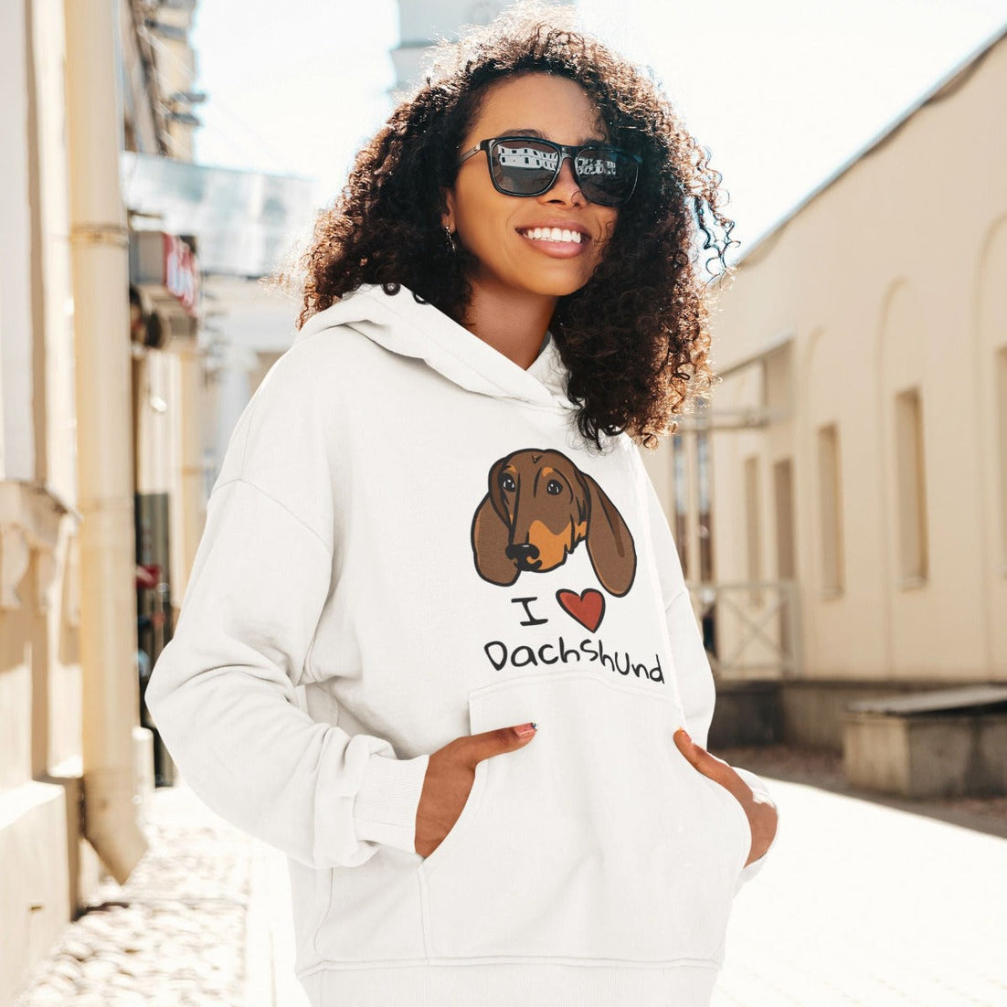 I Heart Dachshund Women's Cotton Fleece Hoodie Sweatshirt - 4 Colors-Apparel-Apparel, Dachshund, Hoodie, Sweatshirt-3