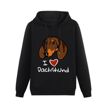 I Heart Dachshund Women's Cotton Fleece Hoodie Sweatshirt-Apparel-Apparel, Dachshund, Hoodie, Sweatshirt-Black-XS-1