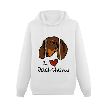 I Heart Dachshund Women's Cotton Fleece Hoodie Sweatshirt-Apparel-Apparel, Dachshund, Hoodie, Sweatshirt-White-XS-2