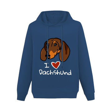 I Heart Dachshund Women's Cotton Fleece Hoodie Sweatshirt-Apparel-Apparel, Dachshund, Hoodie, Sweatshirt-Navy Blue-XS-4